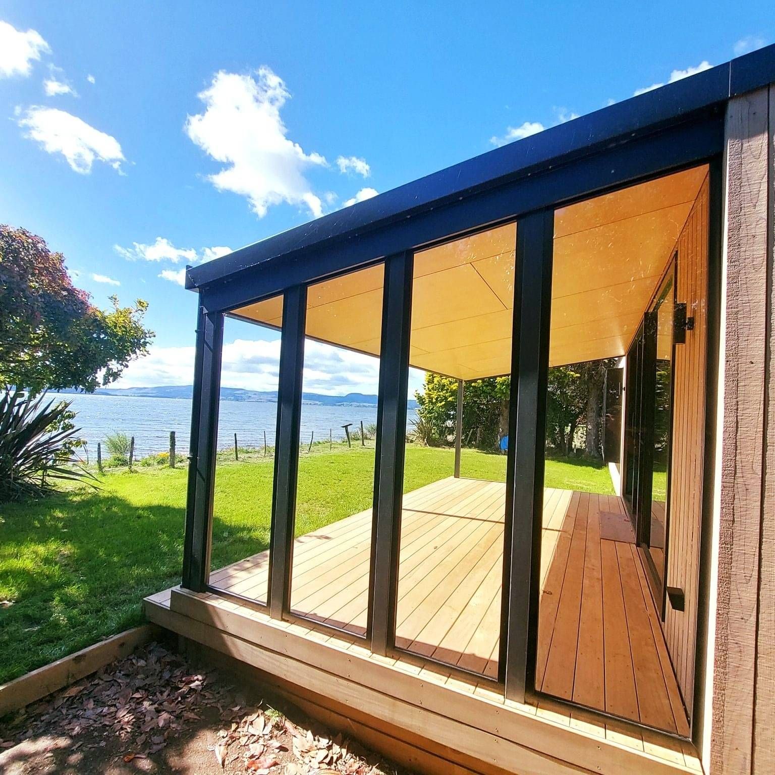 Custom glass screen on a beachfront property