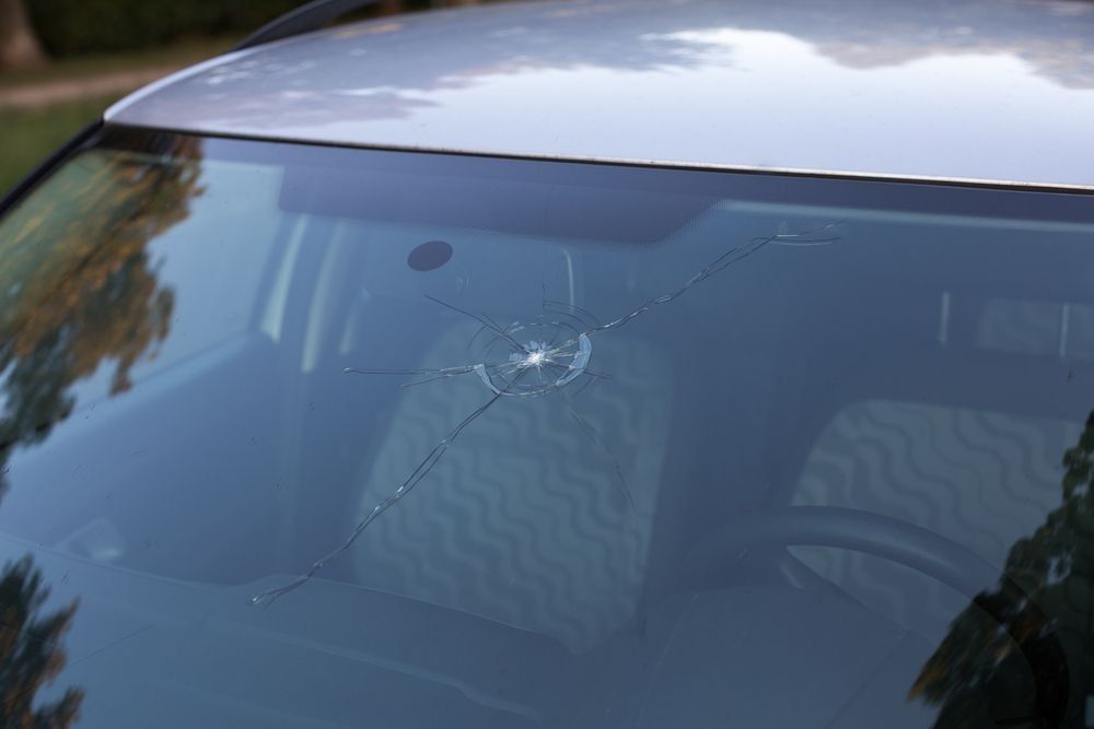 Chipped car windscreen