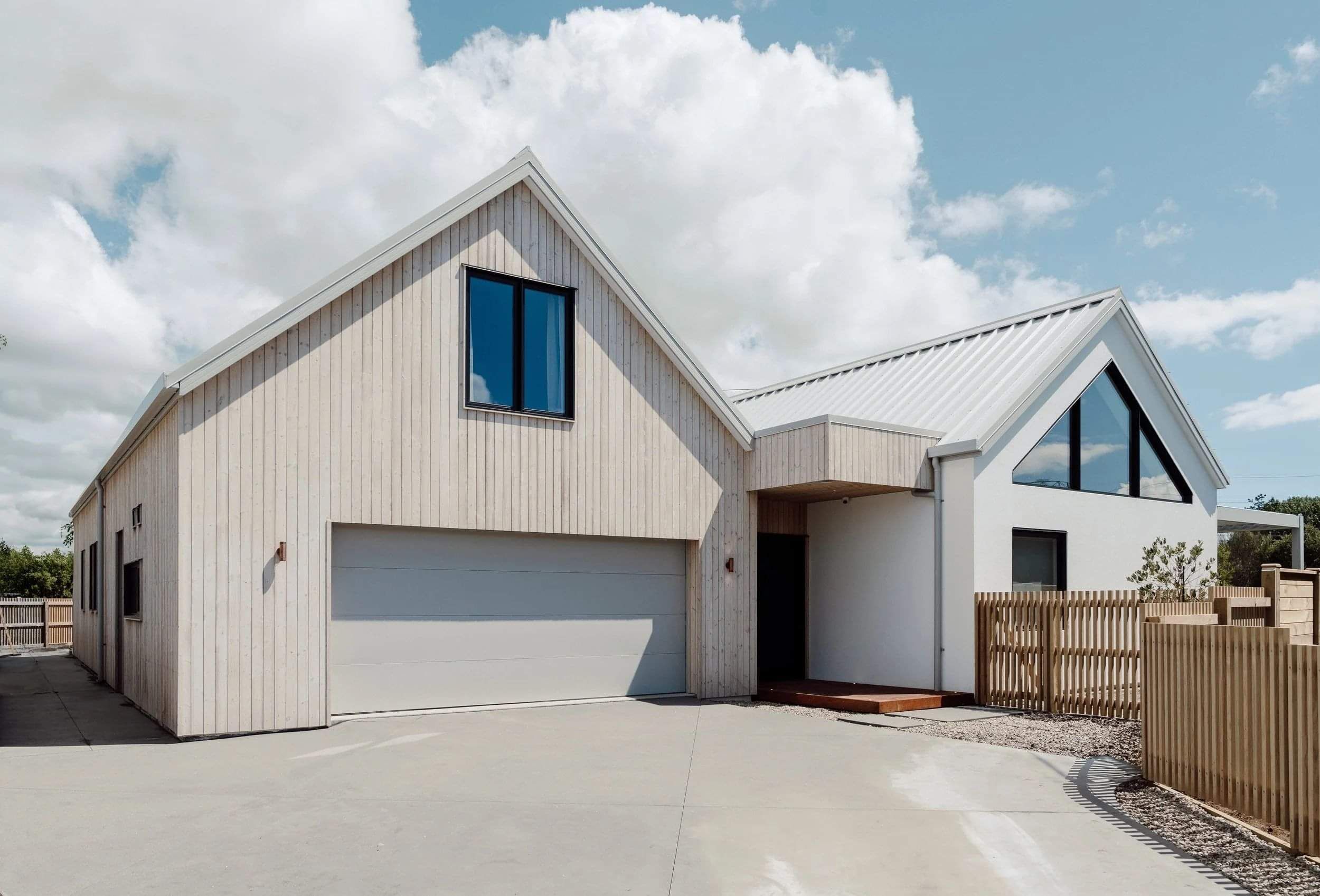 Modern house with vertical wooden exterior panels
