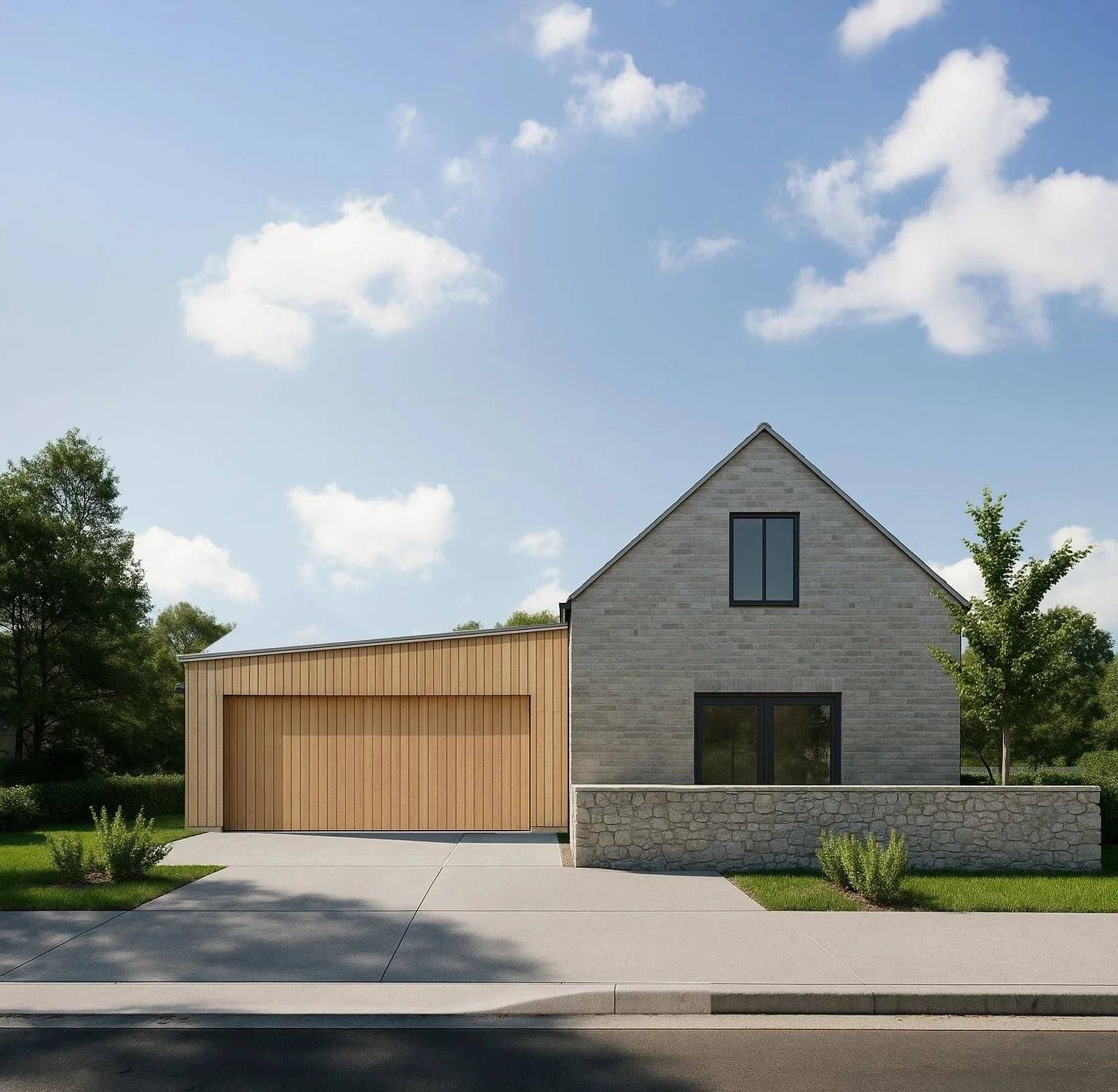 Ngaki House with brick and vertical wood paneling