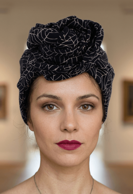 Head High Wired Headwrap - Navy Leaf