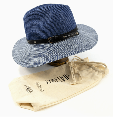 Folding Panama Style Travel Sun Hat - Mottled Blue