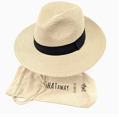 Folding Panama Style Travel Sun Hat - Black Band
