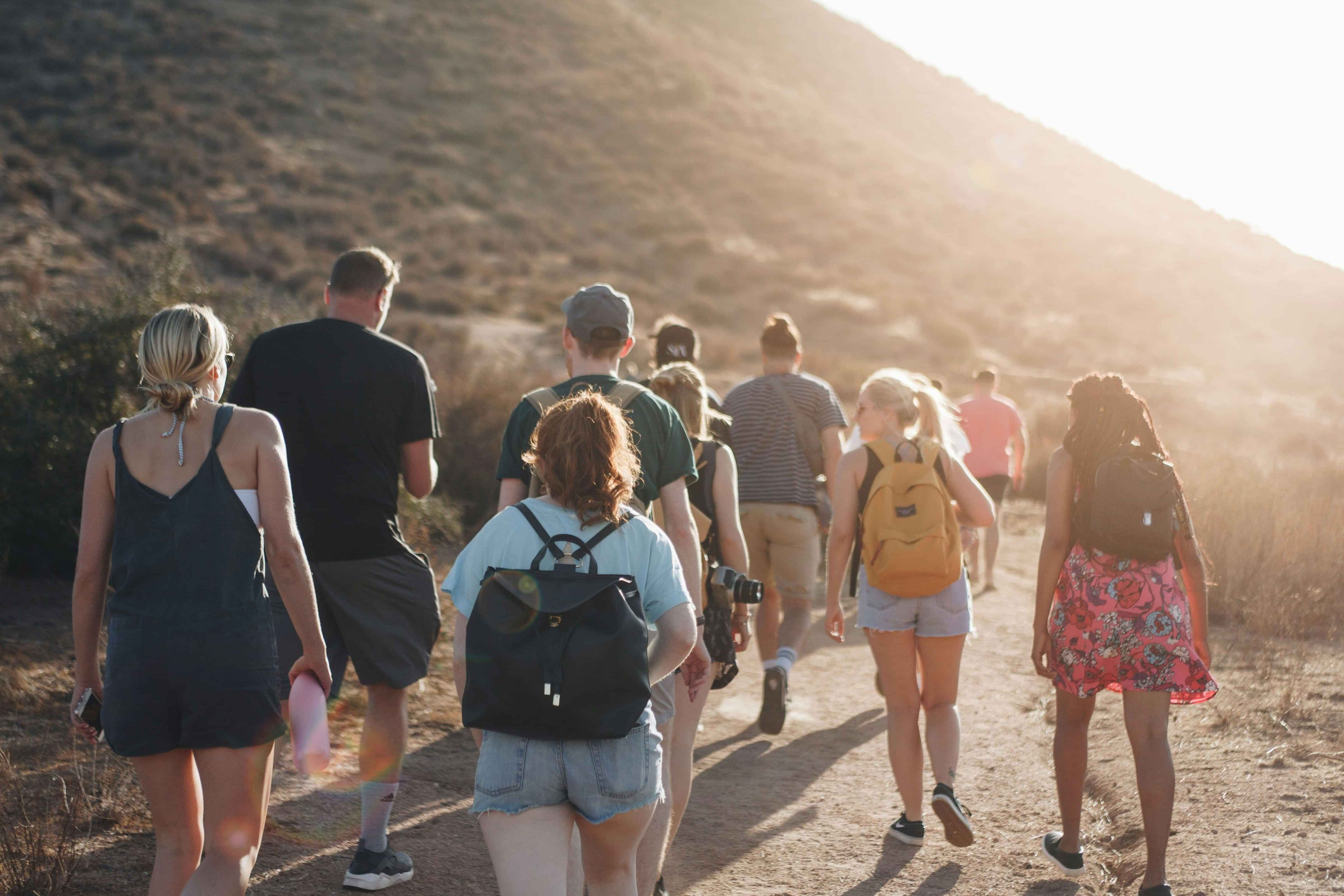 Group of travellers on a hike