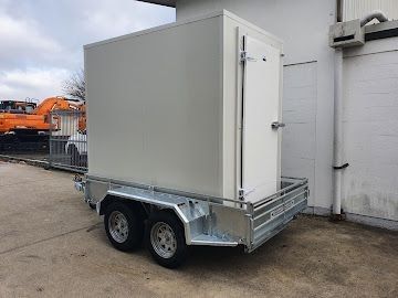 Custom-built portable cool room mounted on a trailer