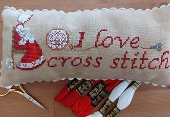 I Love Cross stitch cuscinetto: cv191
