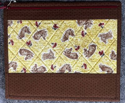 brown and yellow Bunnies Project Bag - vinyl front