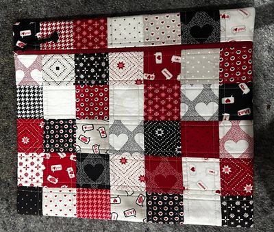 red, white and black Patchwork bag