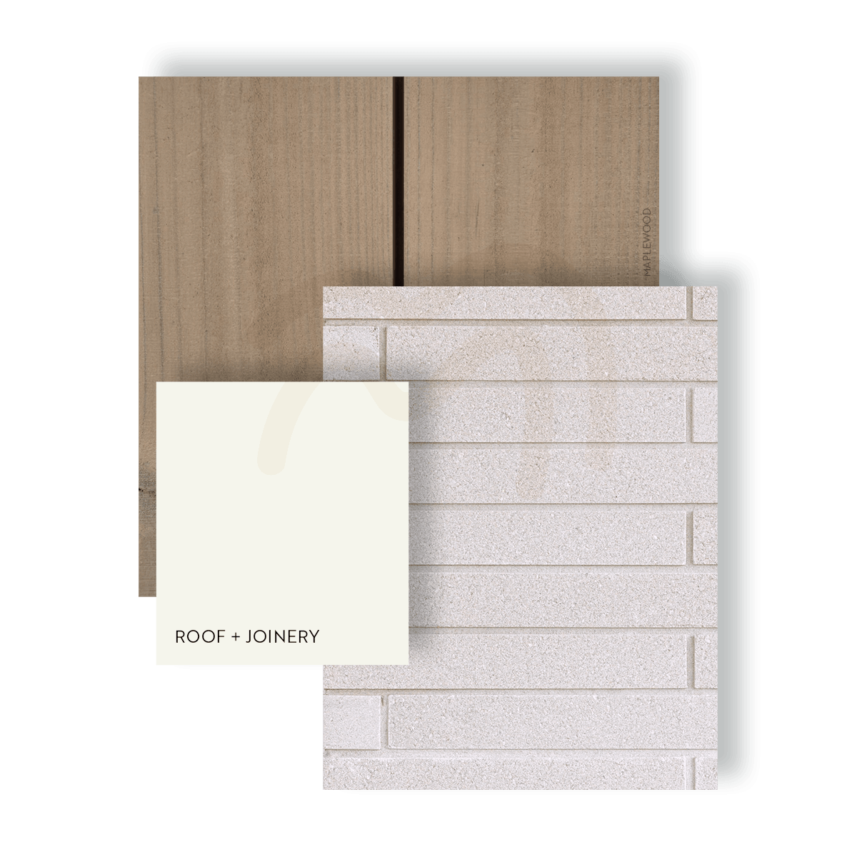 Coloursteel Cloud joinery and roofing with Chateau brick white and timber Board and batten in Scumble Weona.
