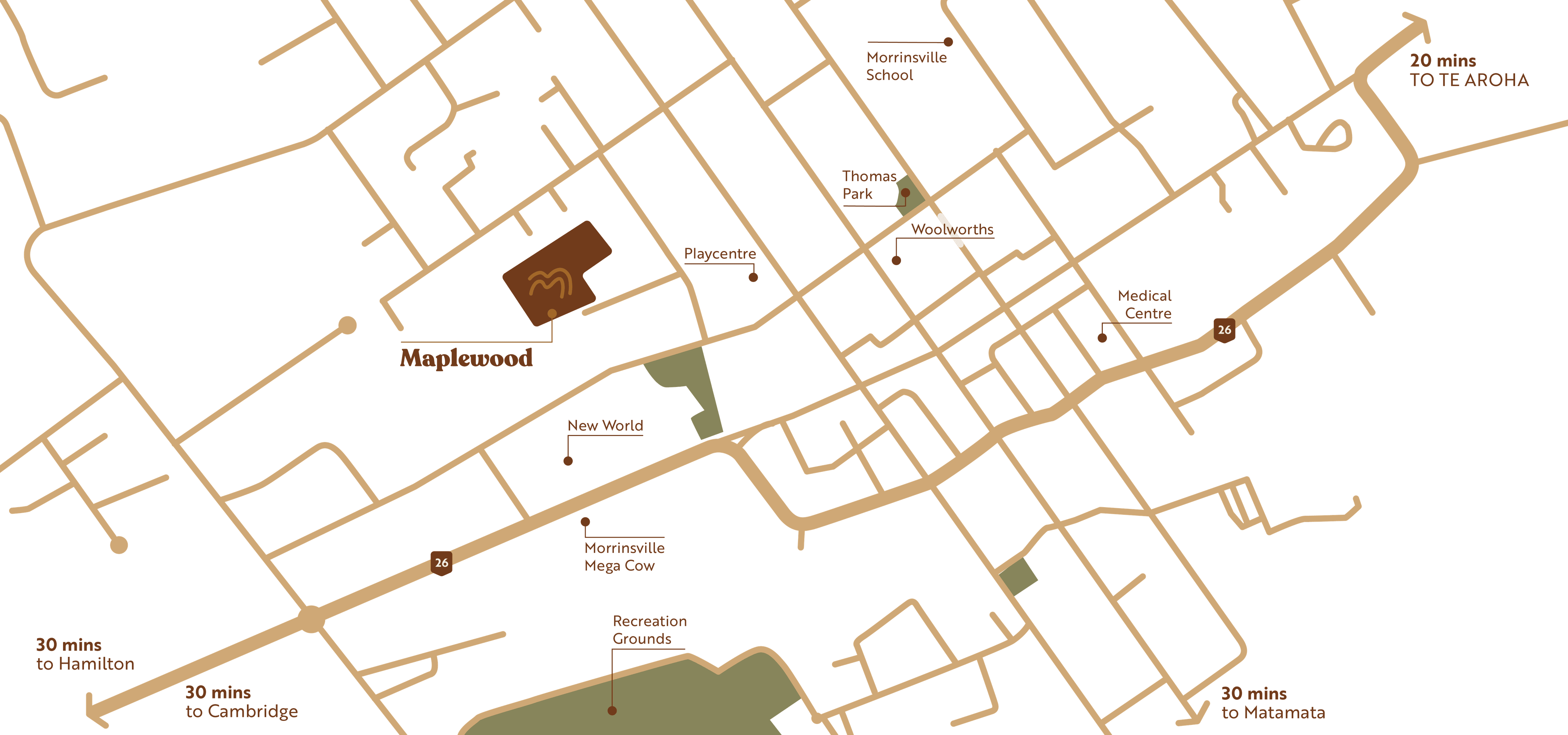 Map of Maplewood homes developed and situated in Morrinsville, Waikato