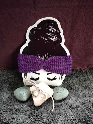 Purple Bow Baby Headband 3-6 Months