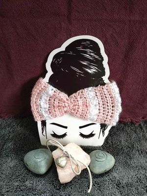 Pink &amp; White Bow Headband 0-3 Months