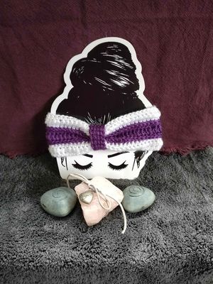Purple &amp; White Headband 7-12 Months