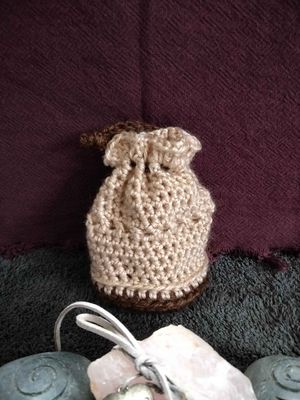 Tan/Brown Drawstring Pouch Medium