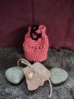Dusty Rose/Black Drawstring Pouch Medium