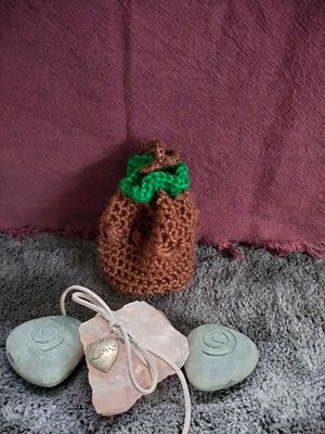 Brown/Green Drawstring Pouch Medium