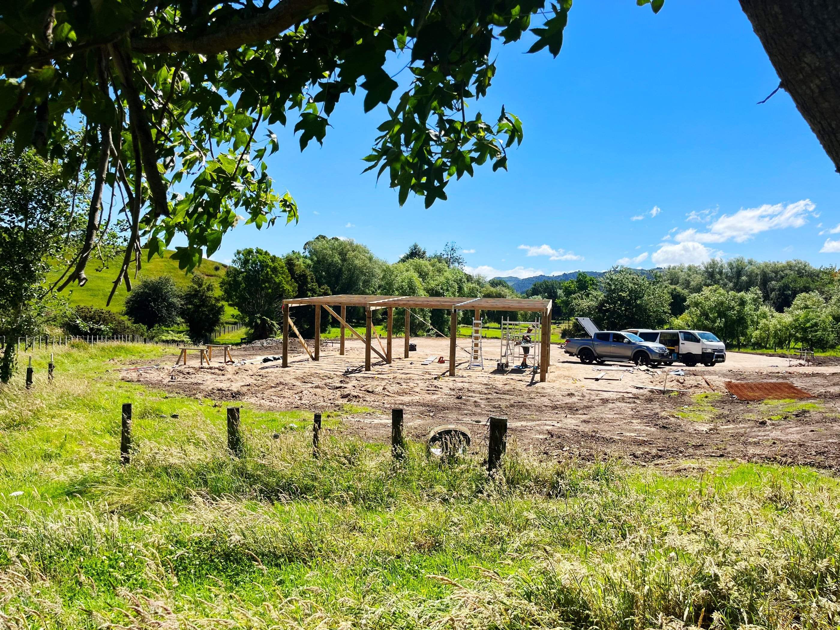Shed structure being built by Ultra Built Sheds. Te Awamutu, Waikato.
