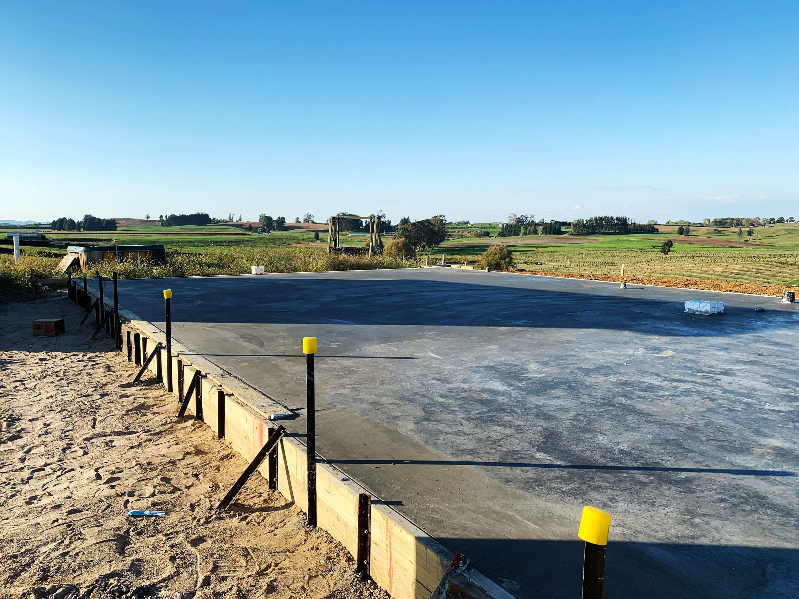 Concrete foundation poured for new shed built Ultra Built Sheds team. Te Awamutu, Waikato.
