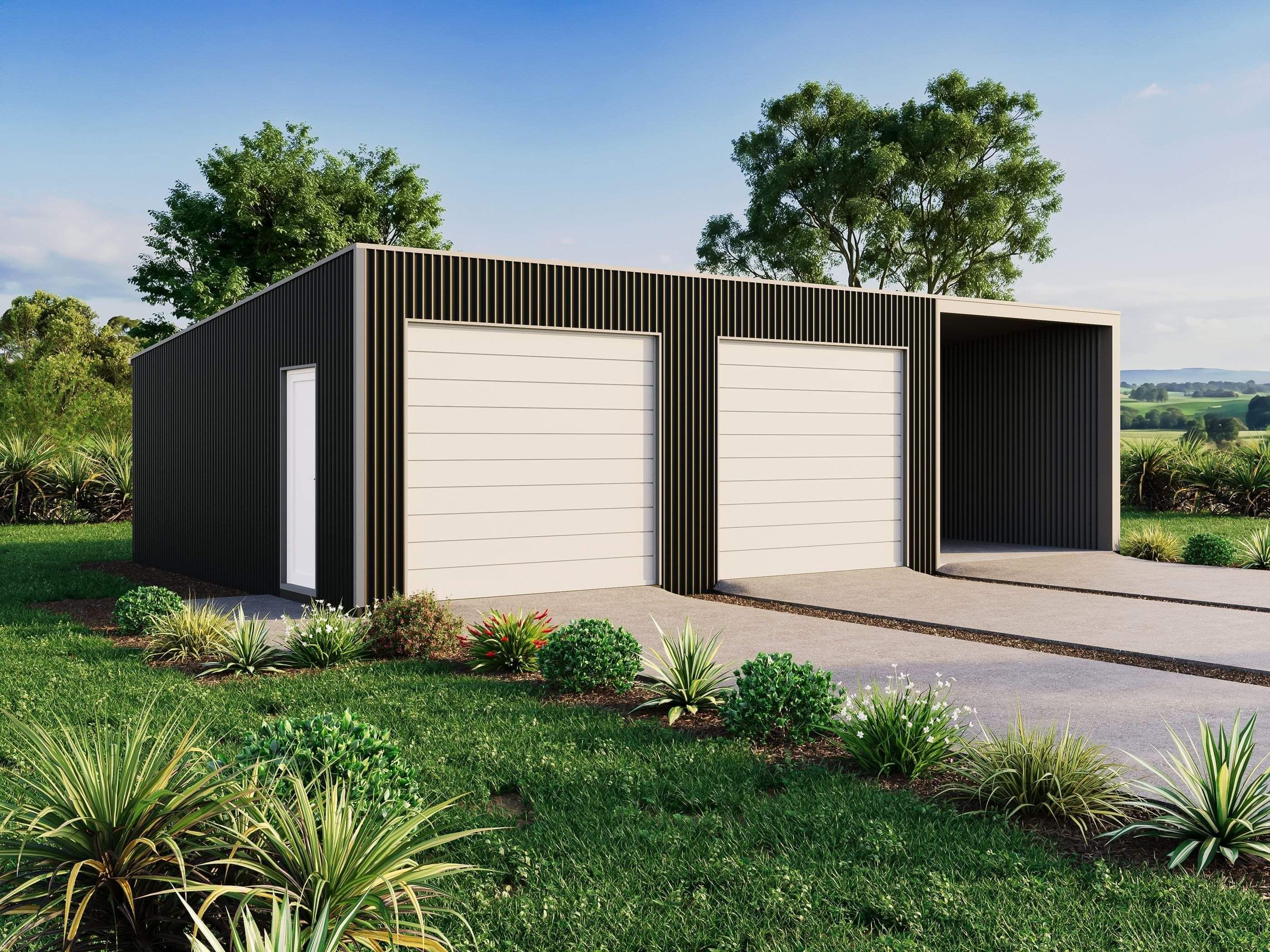 Three bay rural shed by Ultra Built Sheds, Waikato.