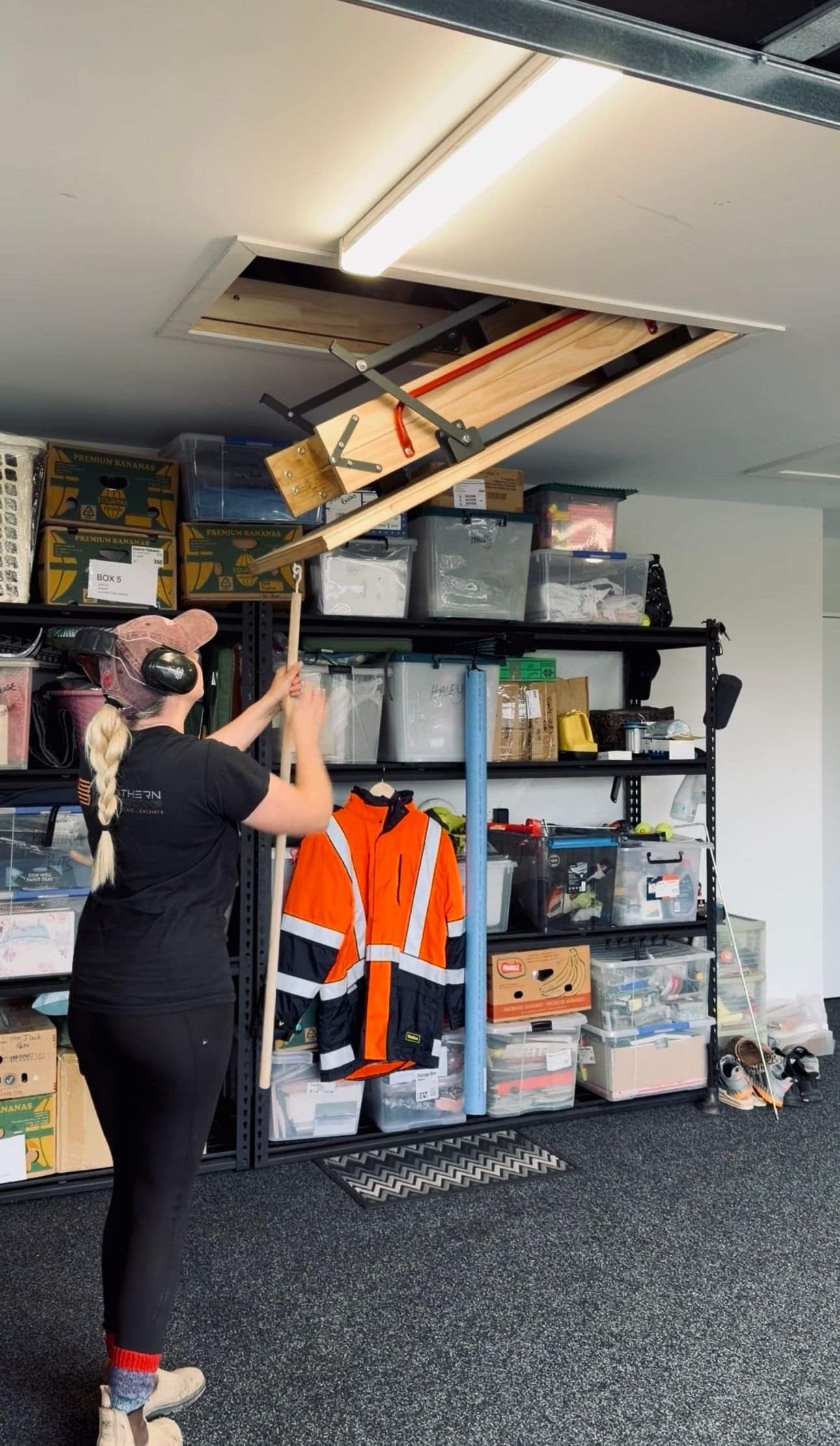p30 pull down attic stair in action 
