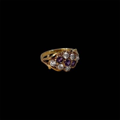 T0051 - Vintage Amethyst and CZ Ring - 9CT Gold