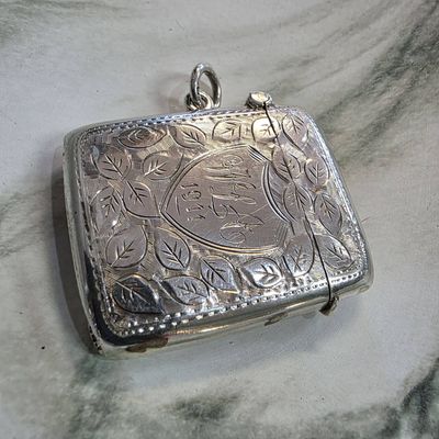 Ct280766K Edwardian S/s vesta Birmingham 1906 engraved 1911