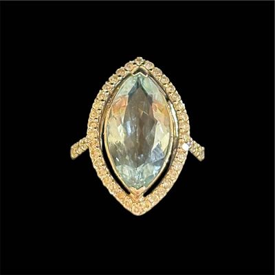 CT128813A - Aquamarine &amp; Diamond Marquise Ring 14ct