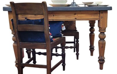 Antique Baltic Pine Table with Old Grey Top