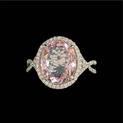 CT128804 - Morganite &amp; Diamond Cluster Ring 14ct