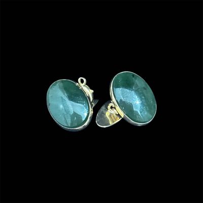 A8031 - Green Stone Cufflinks 9ct