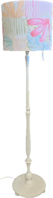 Cream Floor Lamp With Floral Shade