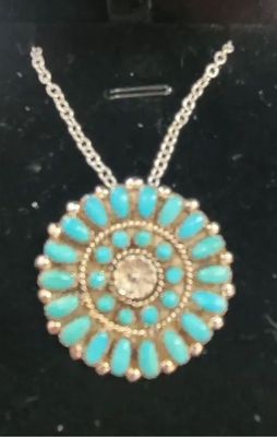 CT 280763c vintage turquoise brooch with s/s belcher