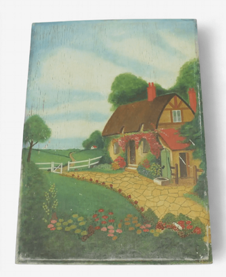Folk Art Cottage Picture- from 1940s