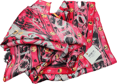 Cerise and Silver Silk Scarf
