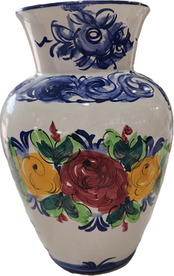 Vintage Blue Floral Ceramic Vase