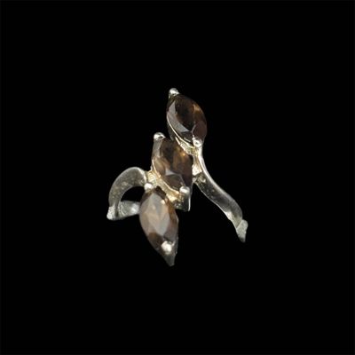 128888g - Sterling silver 3 stone smoky topaz ring