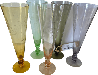 5 x Tall Coloured Glasses