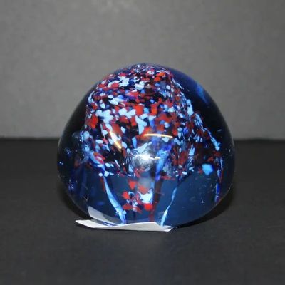 Blue and Red Glass Paperweight