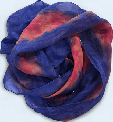 Blue and Red Silk Scarf - Long