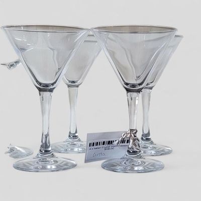 4 x Italian Crystal Martini Glasses