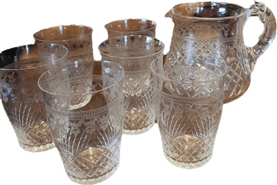 Etched Crystal Jug And Glass Set