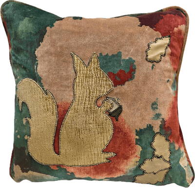 Autumn Colour Squirrel Velvet Cushion
