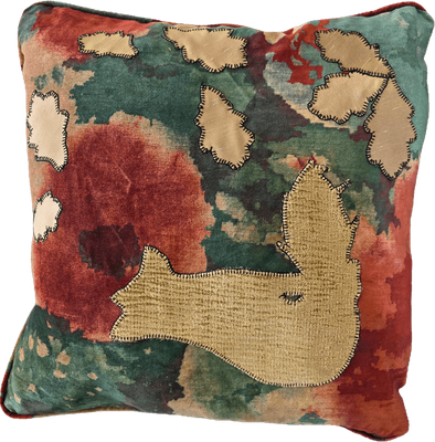 Autumn colour fox velvet cushion
