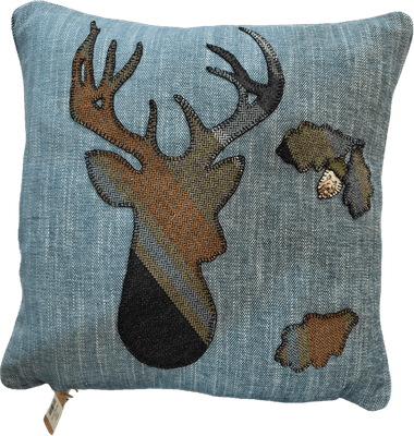 Denim Blue Tweed Stag Cushion