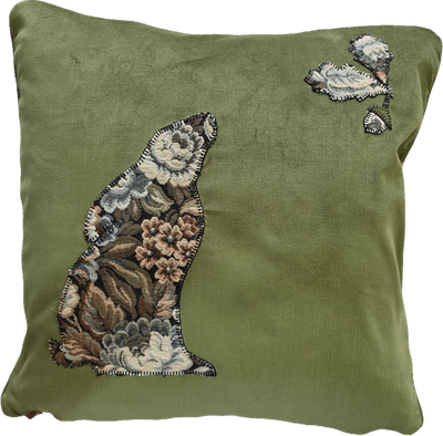 Green Velvet Hare Cushion