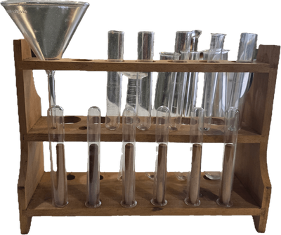 Glass Test Tube Set in Wooden Box