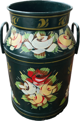 Folk Art Green Milk Churn