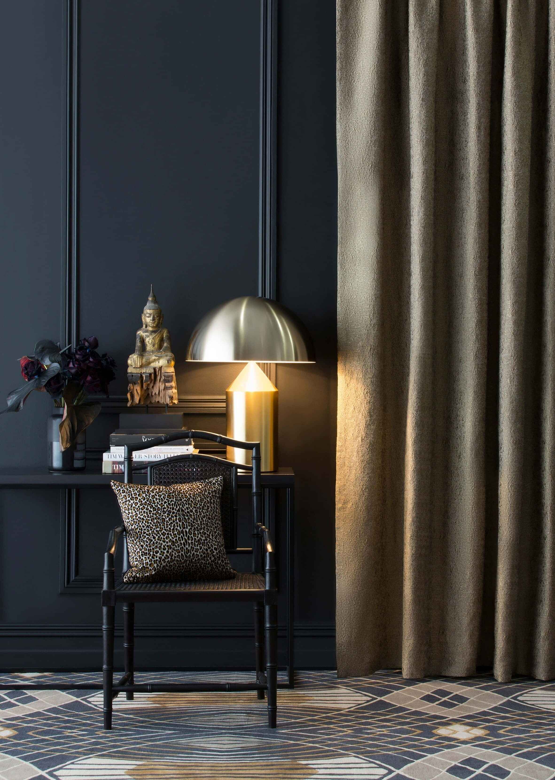 Custom blockout drapes in a modern lounge