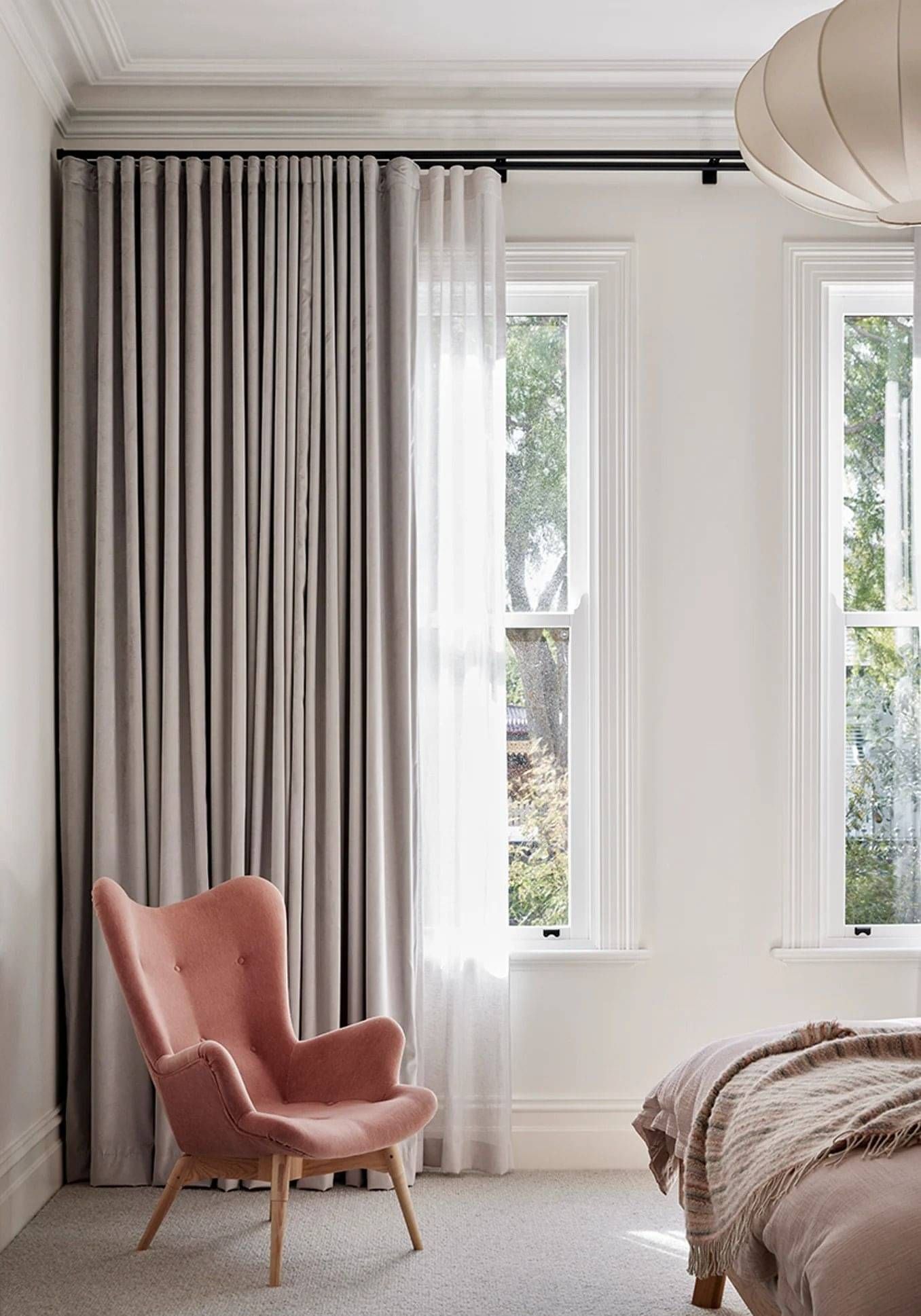 James Dunlop drapes in a contemporary living room