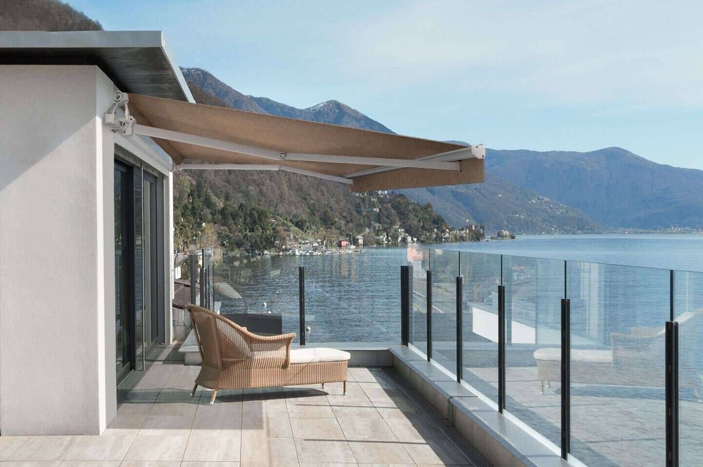 Retractable Ellipse Monobloc awning installed on a residential deck